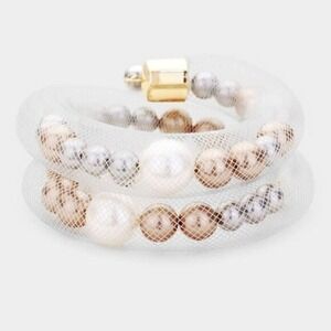 Women's Multicolor Pearl Bracelet – Brand New Adjustable Jewelry